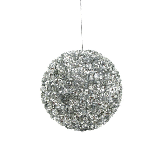 Beaded Sequin Ball Silver Small