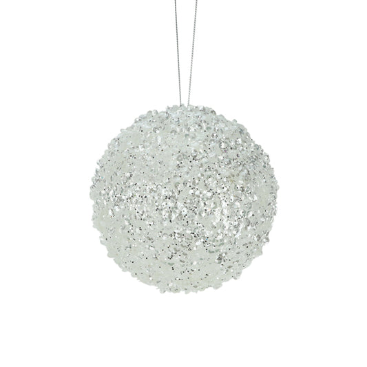 Beaded Sequin Ball White Small