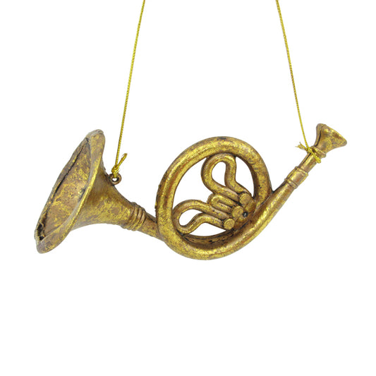 Gold French Horn Ornament