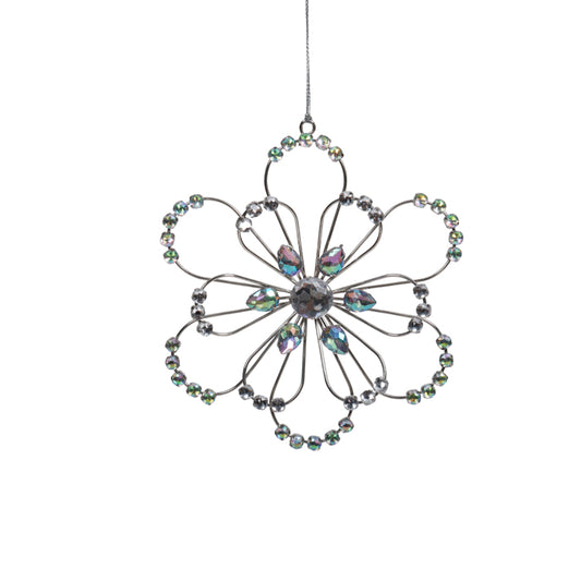 Wire Jewel Silver Flower Decoration