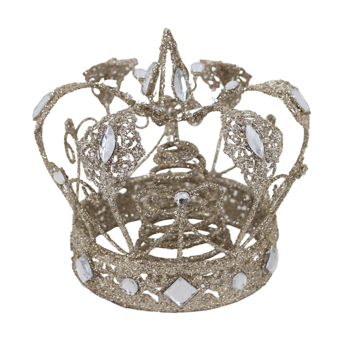 Metal Champagne Glitter Crown Tree Topper