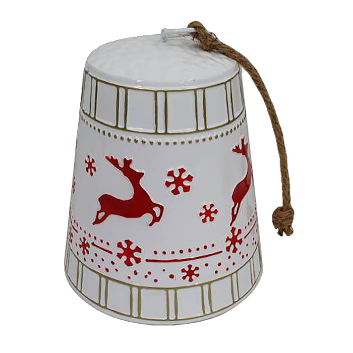 Metal White Bell with Deer
