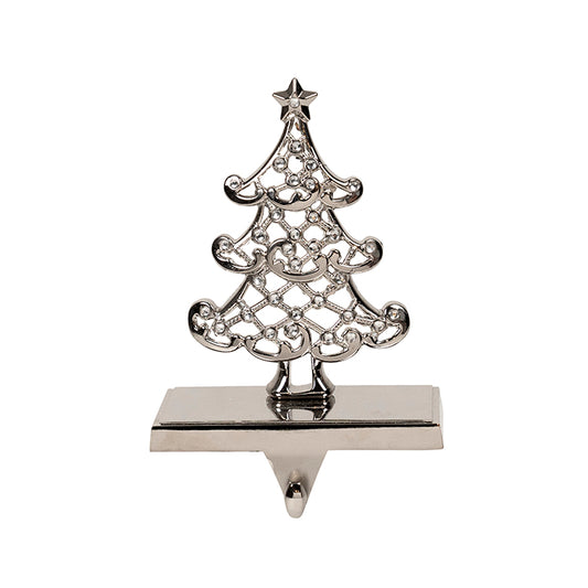 Metal Stocking Holder Tree Silver