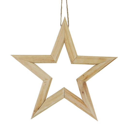 Wooden Star Outline Natural Large
