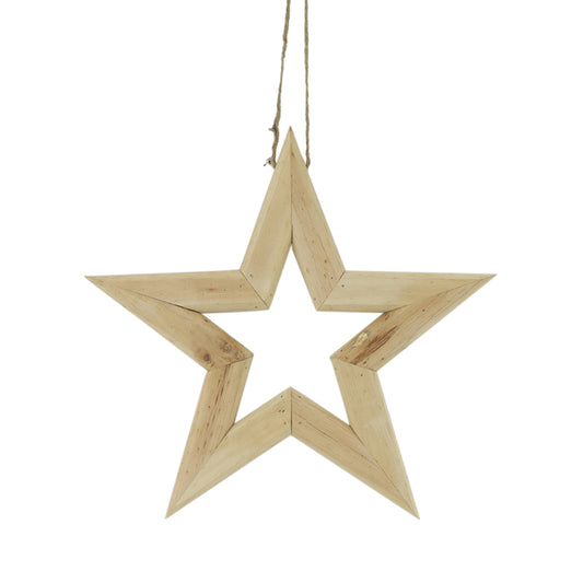 Wooden Star Outline Natural Small