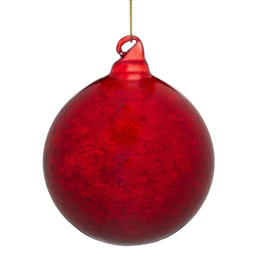 Red Glass Bauble with faint crackle patt
