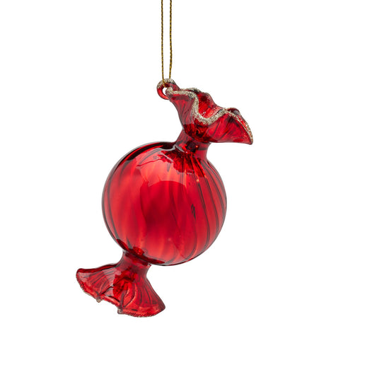 Red Glass Lolly with Pattern 8cm