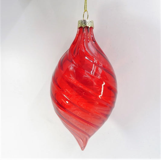Red Textured Glass Teardrop Bauble