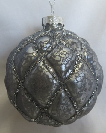 Platinum Textured Glass Bauble