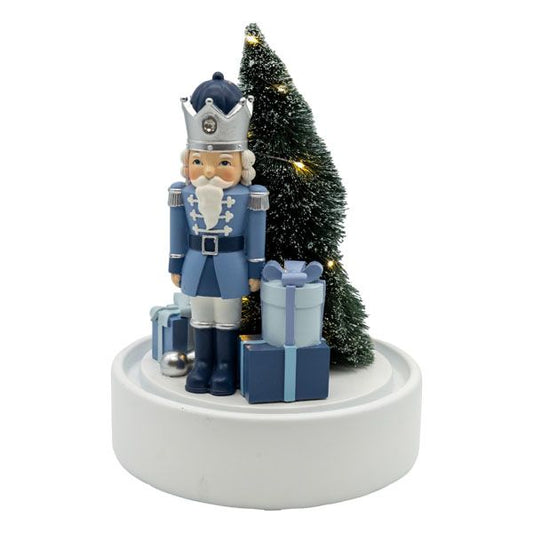 Blue and White Nutcracker Glass Dome