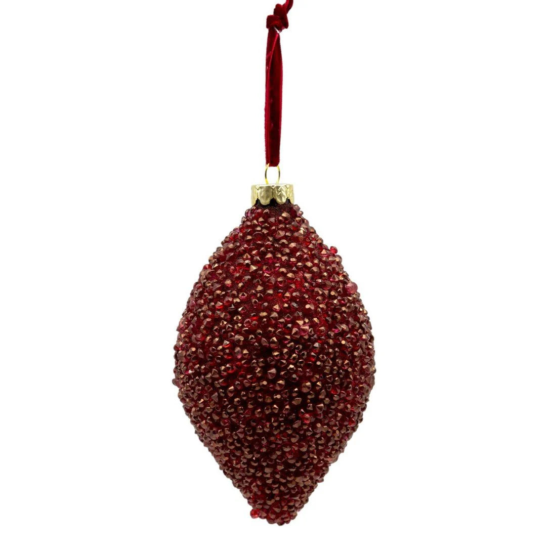 Deep Red Beaded Long Drop