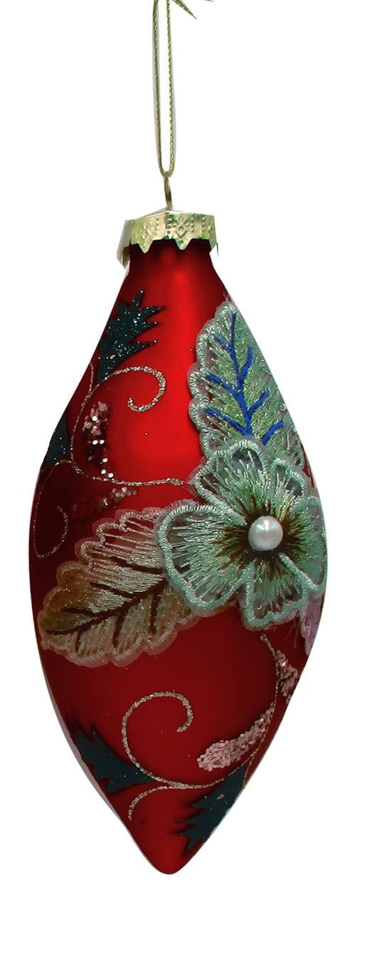 Glass Petal Floral Long Drop Bauble