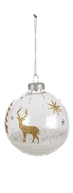 White/Gold Glass Ball Reindeer