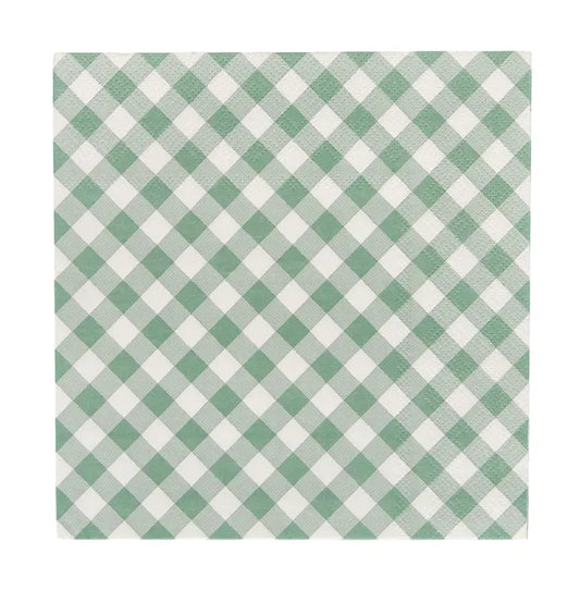 Sage Check Napkins 20 PK