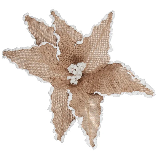 Poinsettia Trim 38cm Jute/White
