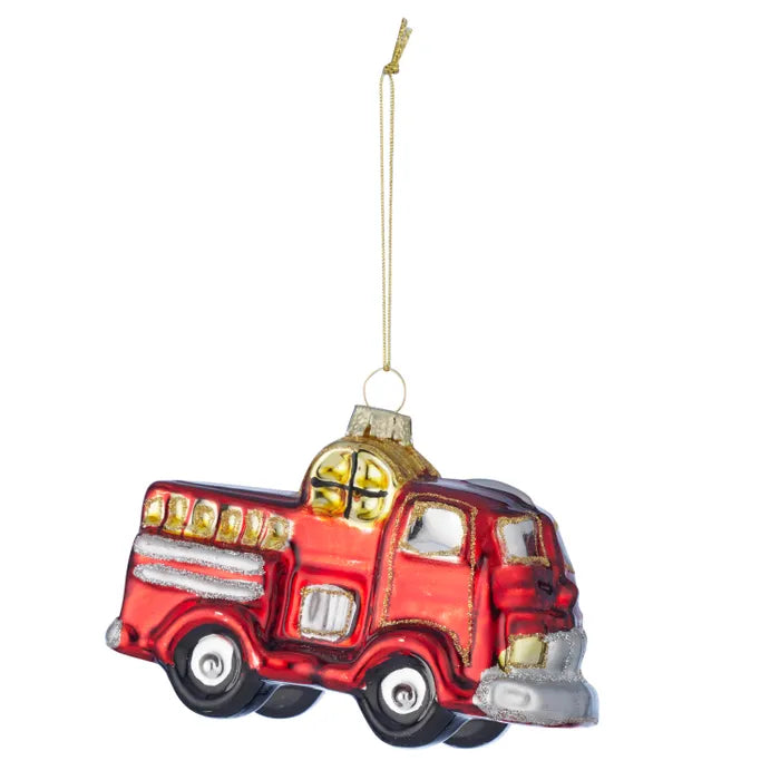 Firetruck Ornament Glass