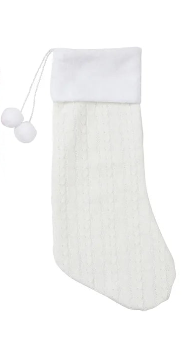 Cable Knit Stocking White