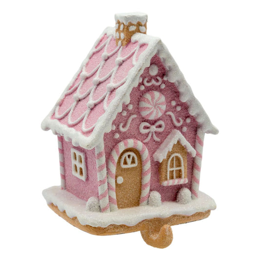 Gingerbread House Stocking Holder Pink