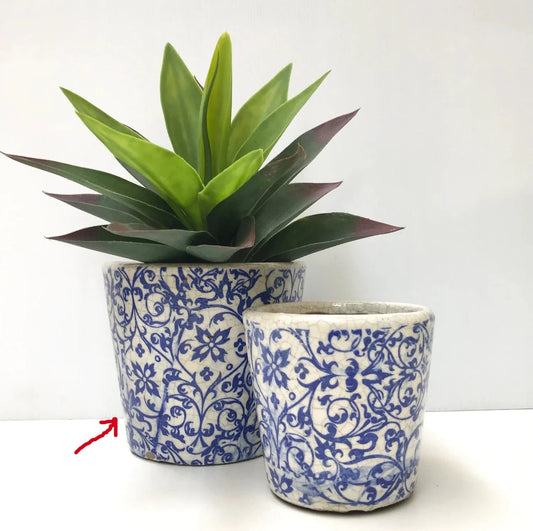 Rustic Round Versaille Blue Pot Large