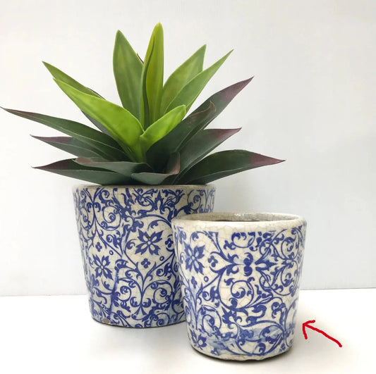 Rustic Round Versaille Blue Pot Small