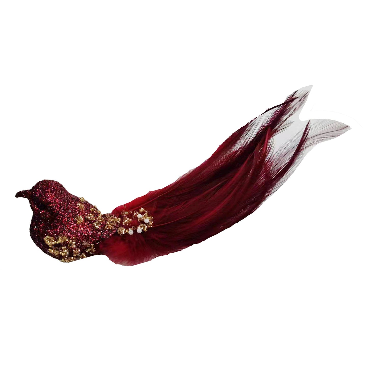 Clip on Bird Bugle Bead Red
