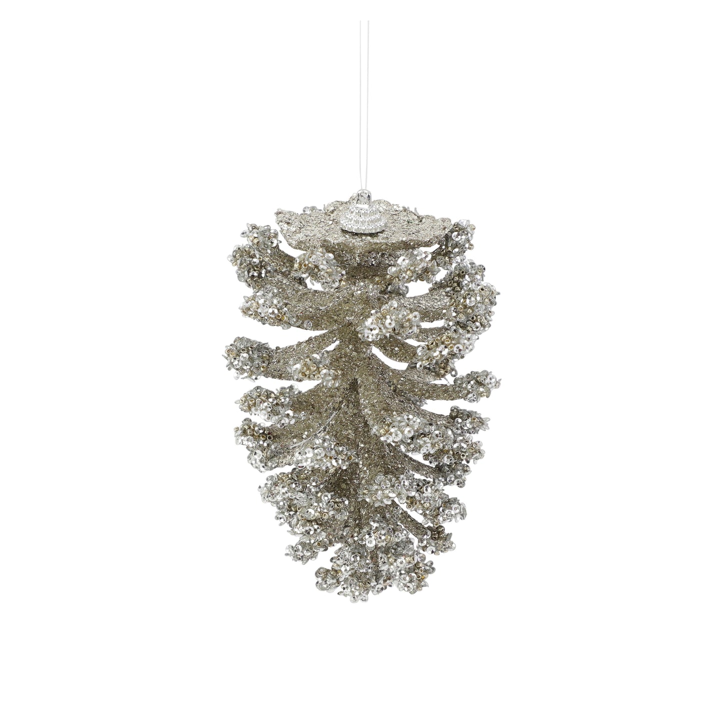Sequin Pinecone Decoration Platinum