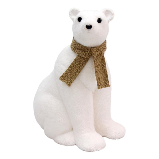 50cm White Sitting Bear Gold S