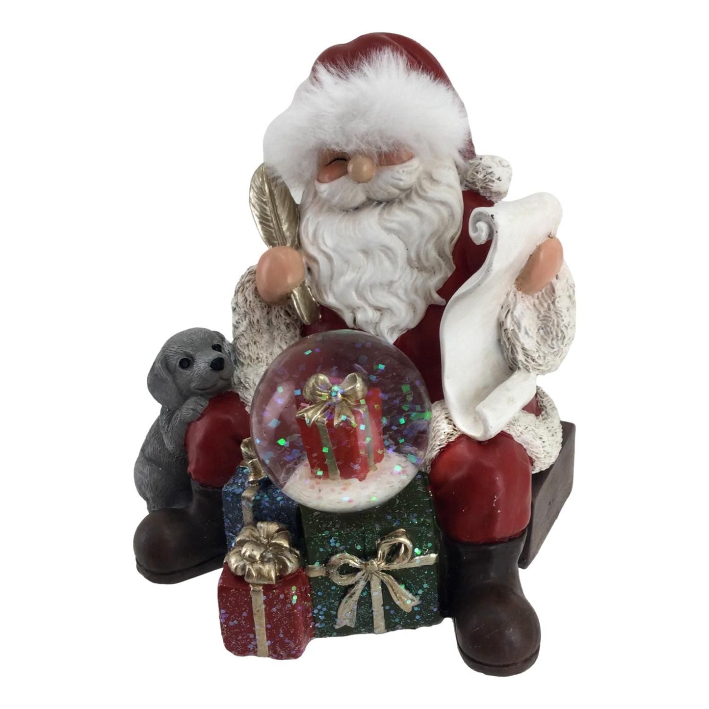 Santa W Dog Snowglobe