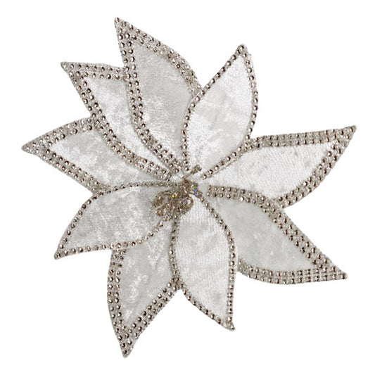 Poinsettia Cream Braid Edge Clip on