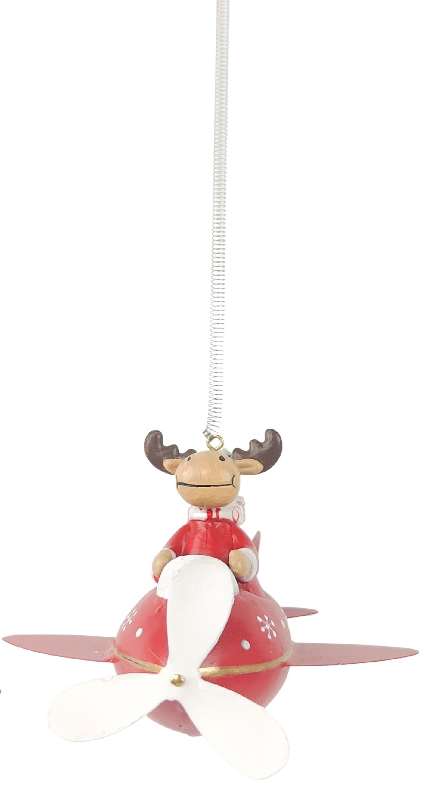 Reindeer in Red Plane Hanging Decoration