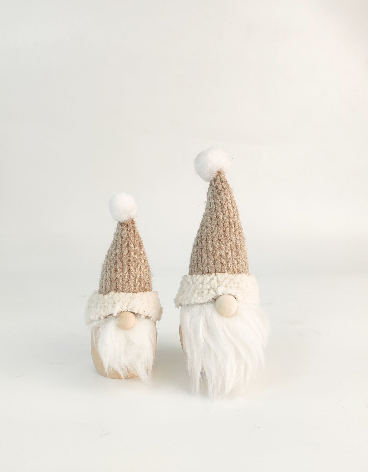 Cute Wooden 15cm Santa Deco Beige & Wh