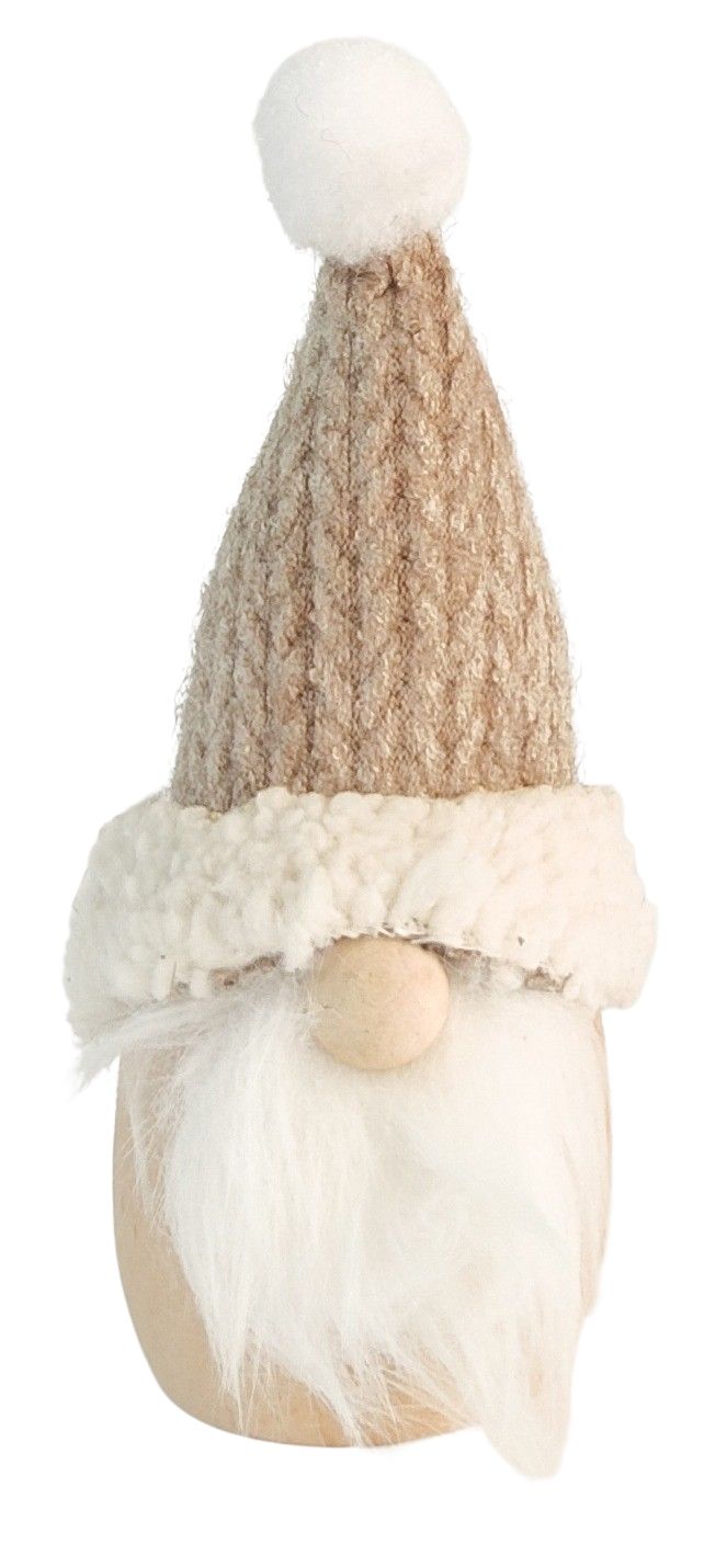 Cute Wooden Santa Deco Beige & White
