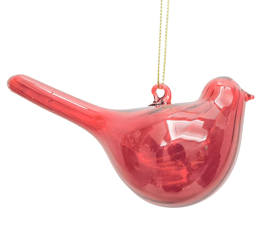 Bird Glass Bauble Red 11cm