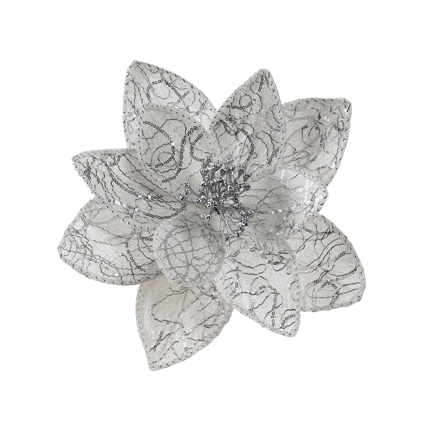 Poinsettia Clip Silver Edge