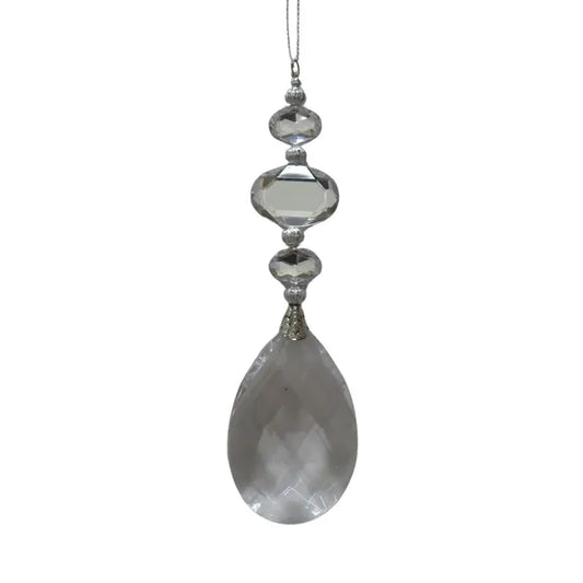 Acrylic Hanging Jewel Drop Wide Silver