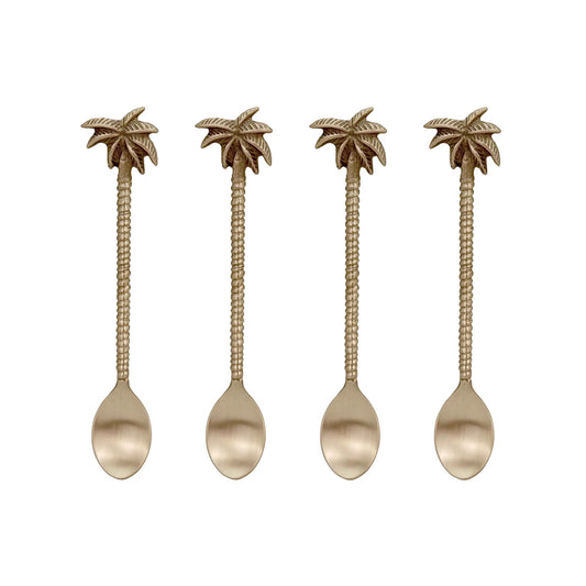 Palm Tree Brass Spoon Set 4