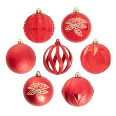 Red Baubles Assorted Designs 8 cm