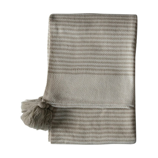 Retreat Striped Tassel Throw Cream