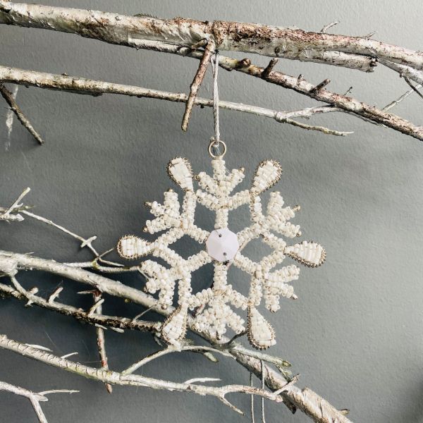 Lucia Beaded Snowflake 8 x 8 cm