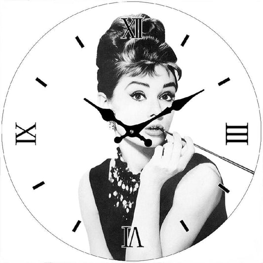 Audrey Hepburn Black/White Clock 30 cm