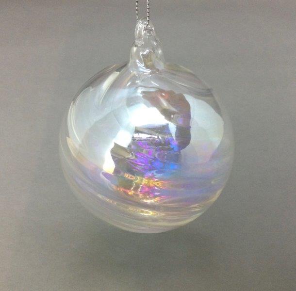 Clear Irid Ball Hanging Ornament