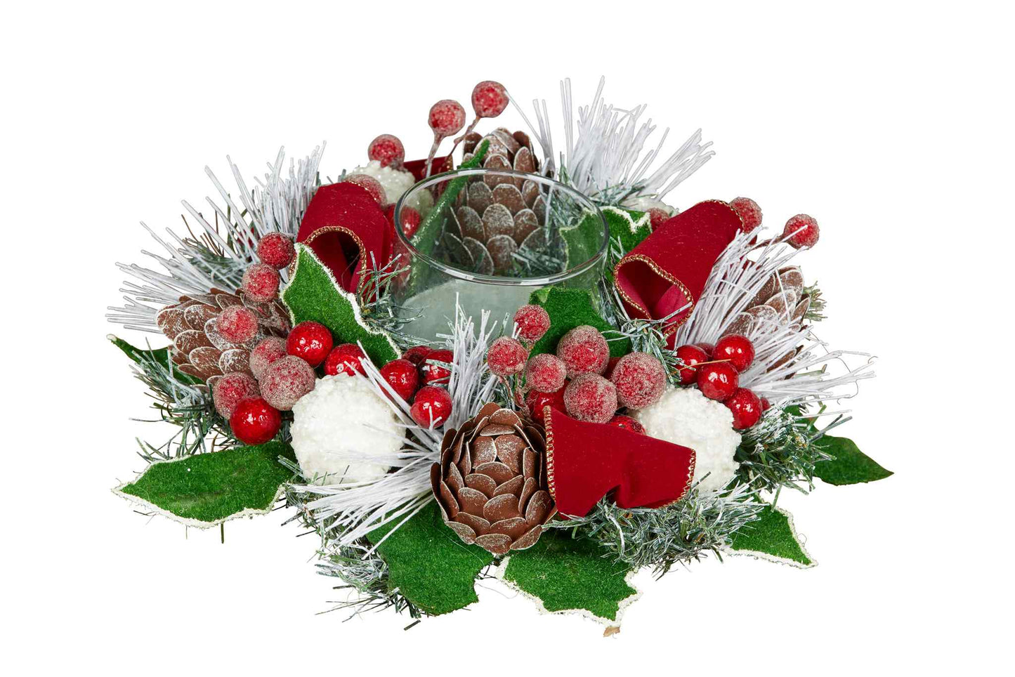 Holly Hurricane Glass Lantern