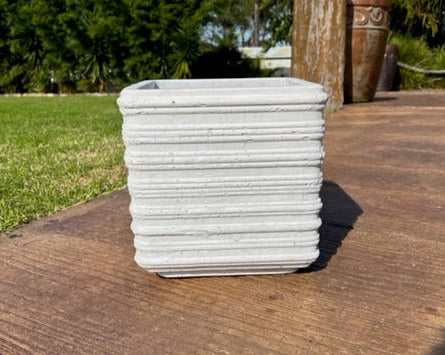 White Ripple Square Pot Med