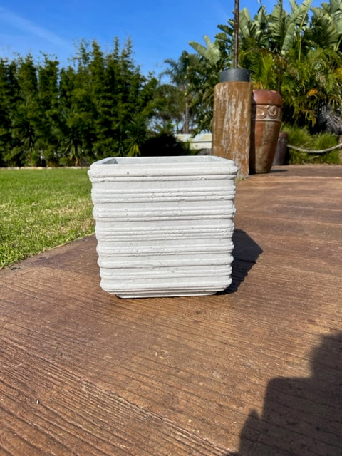 White Ripple Square Pot Small