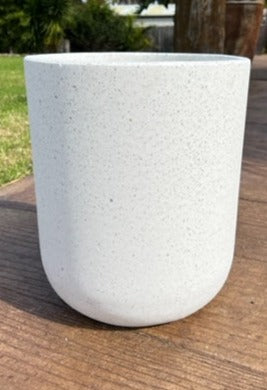White Terrazzo  Cylinder Pot Small
