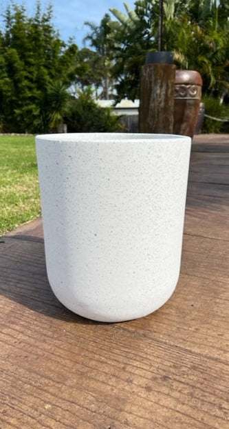 White Terrazzo Cylinder Pot Large