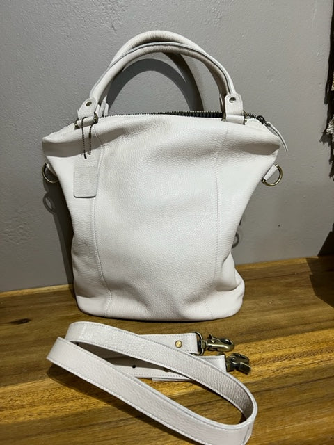 Algeria Off White Leather Handbag