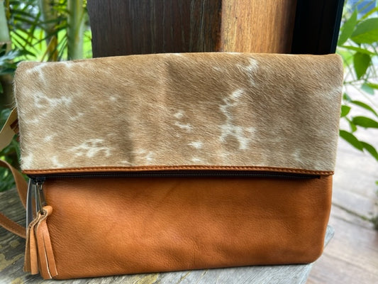 Sweden Jersey and Tan Leather Handbag