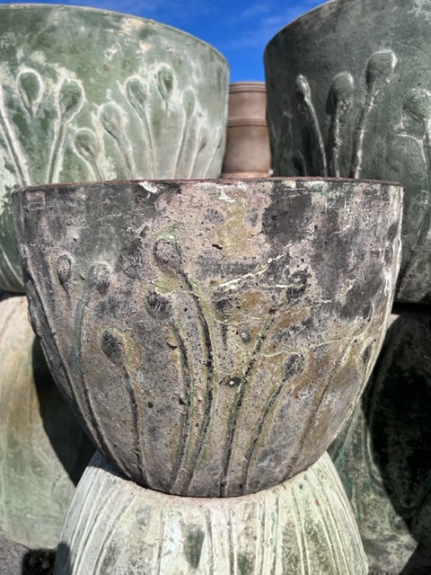 Ancient Green Poppy Pots Med