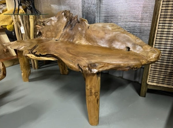Teak Carved Bench Seat Large